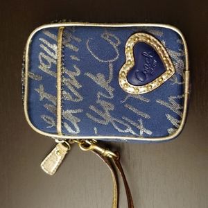 Coach wristlet (navy and gold)